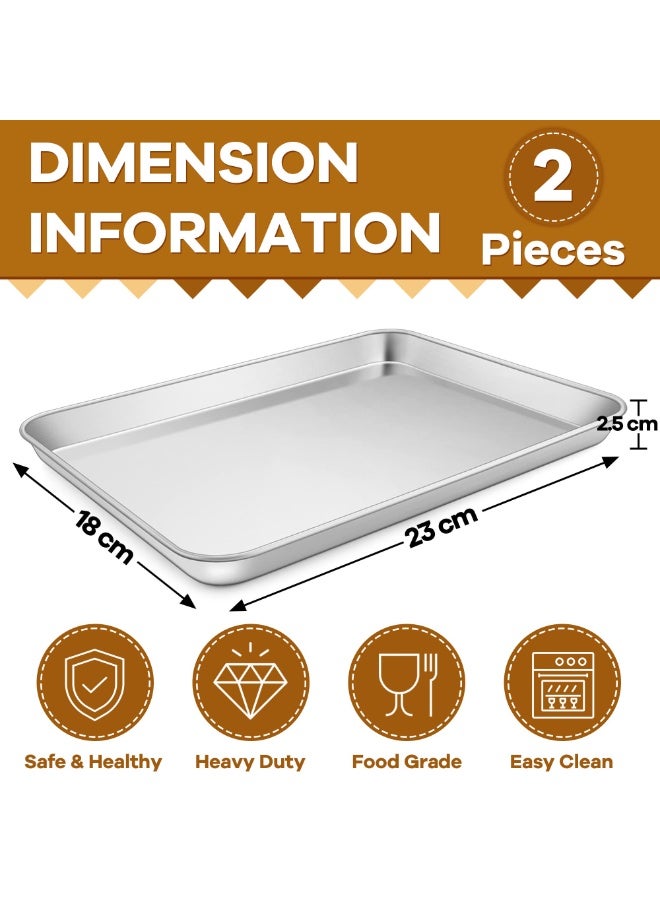 2 Pack Small Stainless Steel Oven Baking Tray 23x18x2.5cm, Non Toxic Rust Free Cookie Sheet Pan Mirror Finish Dishwasher Safe for Cooking Roasting - Image 2